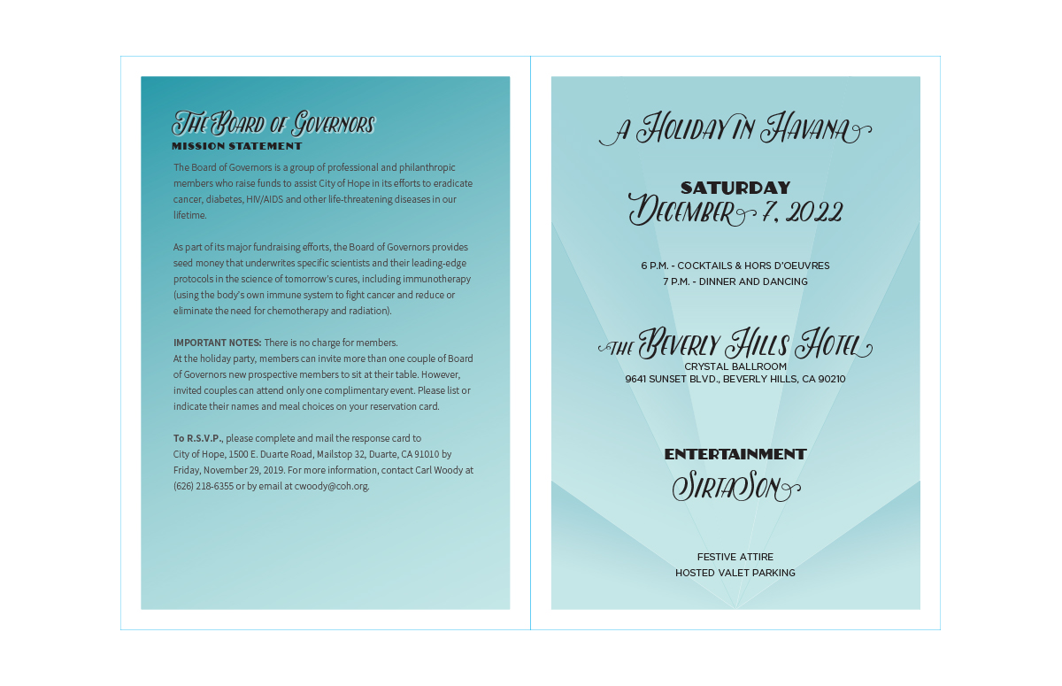 Holiday in Havana invitation inside