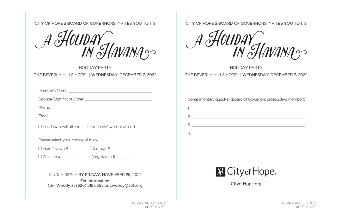 Holiday in Havana RSVP card
