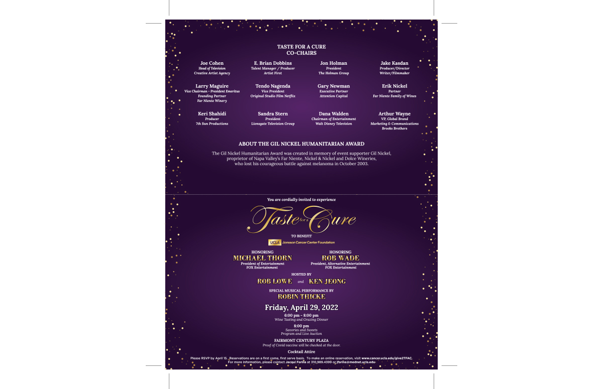 Taste for a Cure invitation - inside